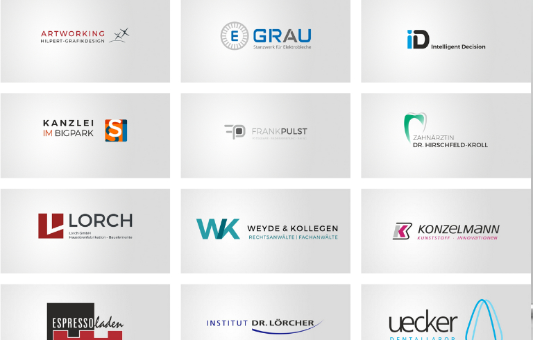 Beispiele für die Signet und Logo Entwicklung